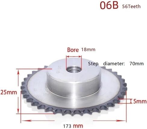 مسننة أسطوانة الأسنان ضرس 1pcs 41-57 الأسنان 06b سلسلة محرك المسننة الصلب الكربون الترس الملعب 9.525mm (52 ​​أسنان) in Kuwait