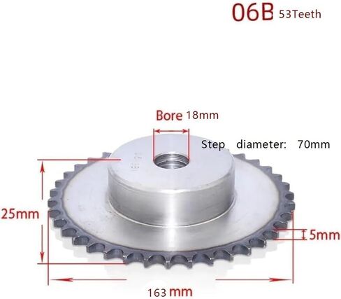 مسننة أسطوانة الأسنان ضرس 1pcs 41-57 الأسنان 06b سلسلة محرك المسننة الصلب الكربون الترس الملعب 9.525mm (52 ​​أسنان) in Kuwait