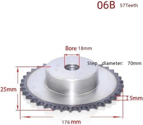 مسننة أسطوانة الأسنان ضرس 1pcs 41-57 الأسنان 06b سلسلة محرك المسننة الصلب الكربون الترس الملعب 9.525mm (52 ​​أسنان) in Kuwait