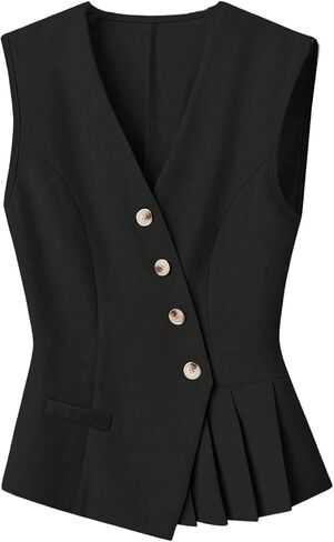 Gorglitter Women's Olcyless Button Up Vest Fuster Hem Hem in Saudi Arabia