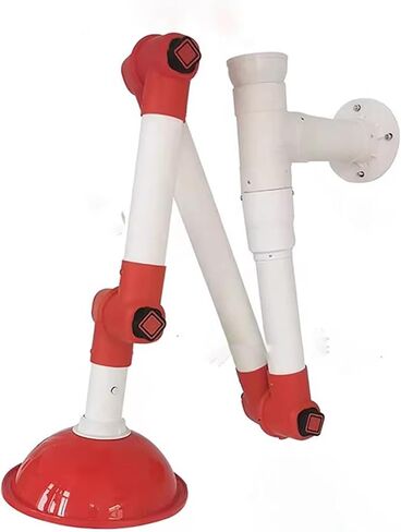 Laboratory Exhaust Vent with 360° Adjustable Pivots Exhaust Vent Boom Arm Milk PP Material Extractor Fume Hood for Laboratory, Industrial,(Red 2302) in Saudi Arabia