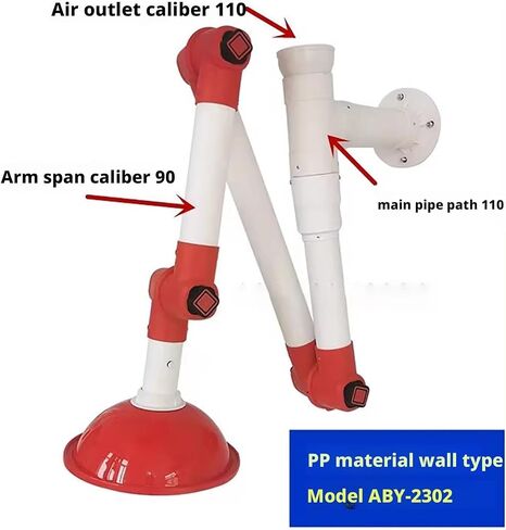 Laboratory Exhaust Vent with 360° Adjustable Pivots Exhaust Vent Boom Arm Milk PP Material Extractor Fume Hood for Laboratory, Industrial,(Red 2302) in Saudi Arabia