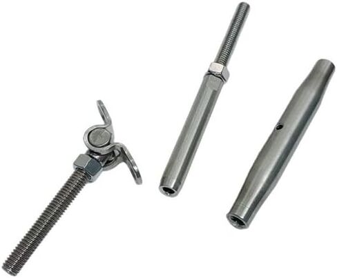 Prolinemax Marine Stainless Steel 5/16" Deck Toggle & Swage Stud Turnbuckle 3/16" Cable in Saudi Arabia