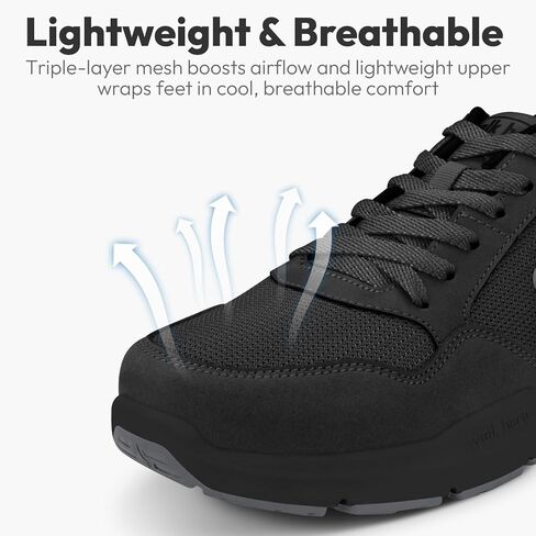 Walking Shoes for Men with Arch Support, Plantar Fasciitis Shoes with Wide Toe Box, Lightweight Breathable Men Sneakers for Cushioned Comfort in Kuwait