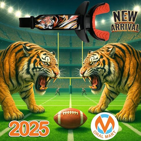 حراسة فم كرة القدم (2025 الولايات المتحدة الأمريكية) بلون مزدوج مع حزام رسومي - Fit Fit (بدون غليان) - لسان حارس الشفة للشباب (يعمل مع الأقواس) in Kuwait