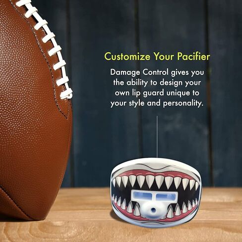 DAMAGE CONTROL Pacifier Mouthpiece – Football Mouthguard with Helmet Strap, Protects Teeth, Jaw & Mouth – Mouth Piece for Sports, No Boiling, Allows Airflow – Gear for Adults & Youth (Jawsome 2.0) in Kuwait