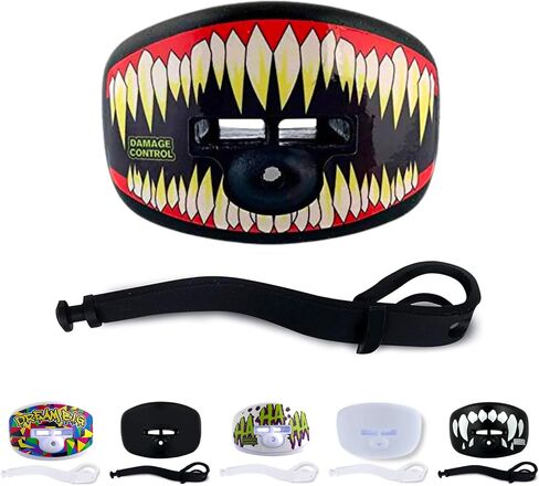 DAMAGE CONTROL Pacifier Mouthpiece – Football Mouthguard with Helmet Strap, Protects Teeth, Jaw & Mouth – Mouth Piece for Sports, No Boiling, Allows Airflow – Gear for Adults & Youth (Jawsome 2.0) in Kuwait