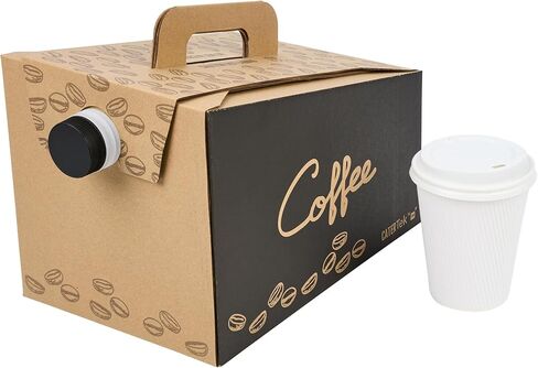 Restaurantware 12 كوب 96 أونصة حاملة قهوة يمكن التخلص منها ، 10 حاويات قهوة معزولة - مقبض مدمج ، تصميم محمول ، كرافت مع قهوة الورق الأسود للذهاب in Kuwait