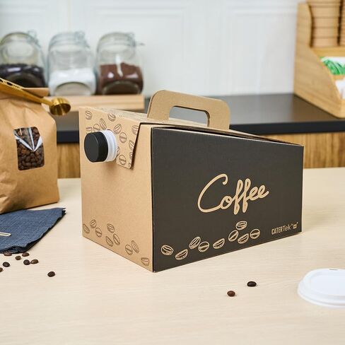 Restaurantware 12 كوب 96 أونصة حاملة قهوة يمكن التخلص منها ، 10 حاويات قهوة معزولة - مقبض مدمج ، تصميم محمول ، كرافت مع قهوة الورق الأسود للذهاب in Kuwait