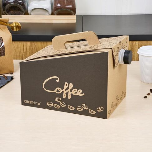 Restaurantware 12 كوب 96 أونصة حاملة قهوة يمكن التخلص منها ، 10 حاويات قهوة معزولة - مقبض مدمج ، تصميم محمول ، كرافت مع قهوة الورق الأسود للذهاب in Kuwait