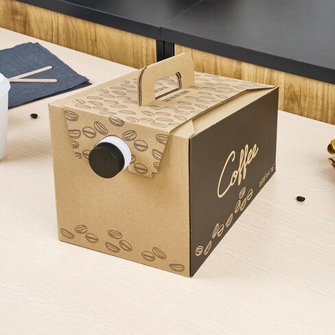 Restaurantware 12 كوب 96 أونصة حاملة قهوة يمكن التخلص منها ، 10 حاويات قهوة معزولة - مقبض مدمج ، تصميم محمول ، كرافت مع قهوة الورق الأسود للذهاب in Kuwait