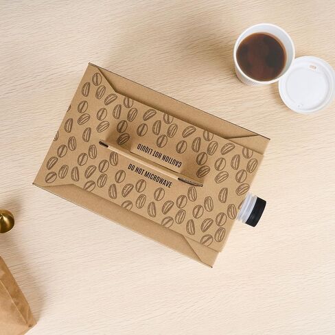 Restaurantware 12 كوب 96 أونصة حاملة قهوة يمكن التخلص منها ، 10 حاويات قهوة معزولة - مقبض مدمج ، تصميم محمول ، كرافت مع قهوة الورق الأسود للذهاب in Kuwait