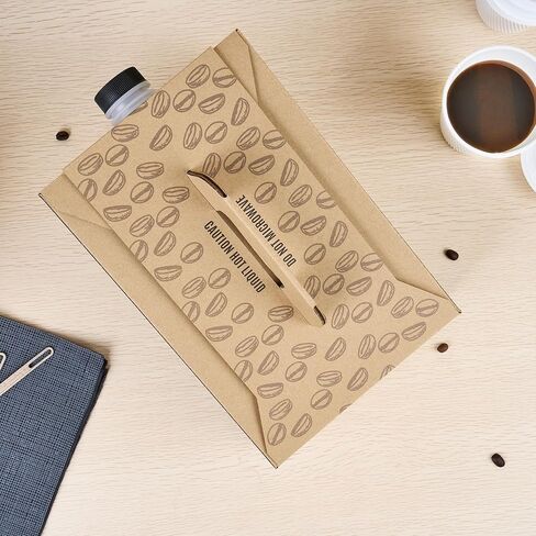 Restaurantware 12 كوب 96 أونصة حاملة قهوة يمكن التخلص منها ، 10 حاويات قهوة معزولة - مقبض مدمج ، تصميم محمول ، كرافت مع قهوة الورق الأسود للذهاب in Kuwait