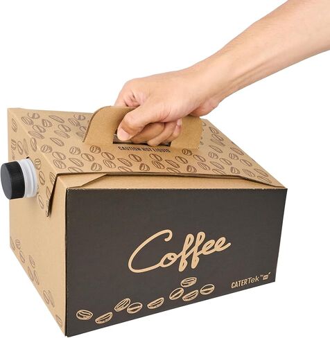 Restaurantware 12 كوب 96 أونصة حاملة قهوة يمكن التخلص منها ، 10 حاويات قهوة معزولة - مقبض مدمج ، تصميم محمول ، كرافت مع قهوة الورق الأسود للذهاب in Kuwait