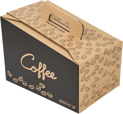 Restaurantware 12 كوب 96 أونصة حاملة قهوة يمكن التخلص منها ، 10 حاويات قهوة معزولة - مقبض مدمج ، تصميم محمول ، كرافت مع قهوة الورق الأسود للذهاب in Kuwait