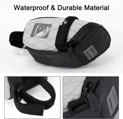 ENLEE Bicycle Saddle Bag, White Wedge Reflective Bike Seat Bag with Taillight Hangers, Waterproof Bicycle Storage Pouch Under Seat with Independent Small Item Partitions for Mountain Road Bikes, Small in Saudi Arabia