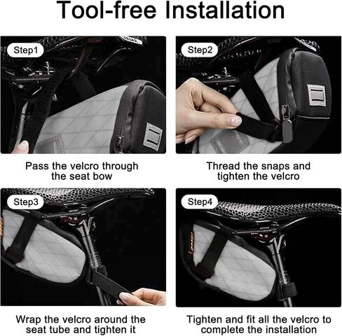 ENLEE Bicycle Saddle Bag, White Wedge Reflective Bike Seat Bag with Taillight Hangers, Waterproof Bicycle Storage Pouch Under Seat with Independent Small Item Partitions for Mountain Road Bikes, Small in Saudi Arabia
