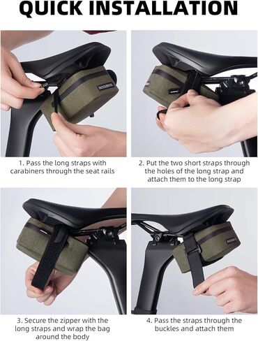 ROCKBROS Bike Saddle Bag, 48g Ultra Bicycle Seat Bag, Waterproof Bike Bag Under Seat, Small Bike Storage Bag, Easy Attachment in Saudi Arabia