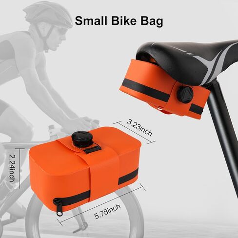 MOSISO Bike Seat Bag, Waterproof Small Bike Tail Bag Bicycle Under Seat Bag, 0.5L Lightweight Bicycle Cuboid Storage Bag Cycling Accessories Pouch for Road Mountain Cycling, Orange in Kuwait