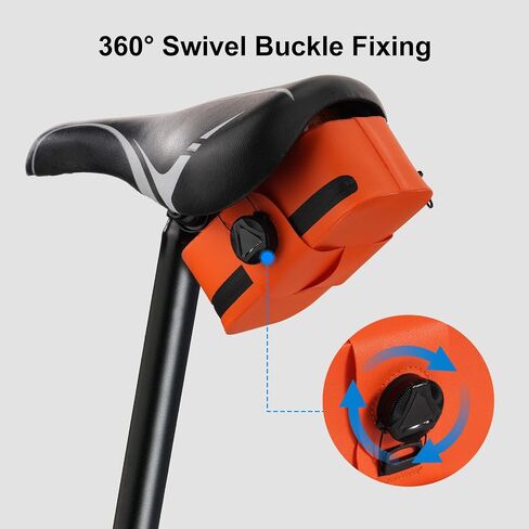 MOSISO Bike Seat Bag, Waterproof Small Bike Tail Bag Bicycle Under Seat Bag, 0.5L Lightweight Bicycle Cuboid Storage Bag Cycling Accessories Pouch for Road Mountain Cycling, Orange in Kuwait