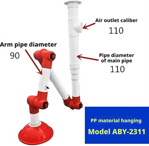 Laboratory Exhaust Vent with 360° Adjustable Pivots Exhaust Vent Boom Arm Milk PP Material Extractor Fume Hood for Laboratory, Industrial,(Red 2302) in Saudi Arabia