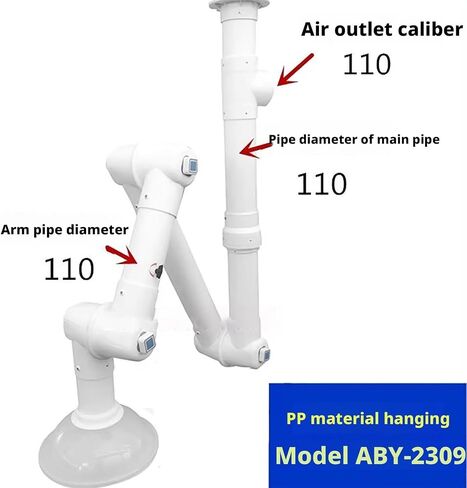 Laboratory Exhaust Vent with 360° Adjustable Pivots Exhaust Vent Boom Arm Milk PP Material Extractor Fume Hood for Laboratory, Industrial,(Red 2302) in Saudi Arabia
