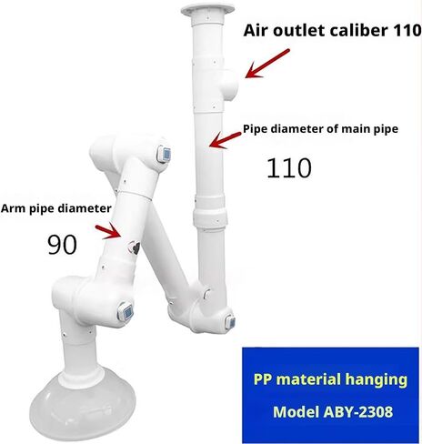 Laboratory Exhaust Vent with 360° Adjustable Pivots Exhaust Vent Boom Arm Milk PP Material Extractor Fume Hood for Laboratory, Industrial,(Red 2302) in Saudi Arabia