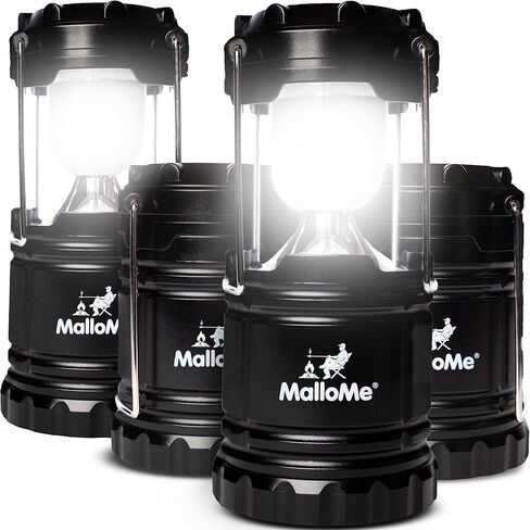 أضواء فانوس LED للتخييم من MalloMe - فوانيس تخييم لانقطاع التيار الكهربائي - مصابيح تخييم وفوانيس للتعليق في الخيام - مصباح يعمل بالبطارية (البطاريات القابلة لإعادة الشحن غير متضمنة) in Kuwait