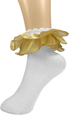 Big Ruffle Ankle Socks Woman Cotton Adult Double Lace Turn Cuff Sock for Women Cute Frilly Dress Socks in Saudi Arabia