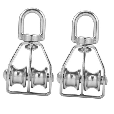 Garneck 2Pcs Stainless Steel Double Pulley Roller Heavy Rigging Accessory for Boats Canoes and Construction Smooth Operation Flexible Sliding for Lifting and Towing Tasks in Saudi Arabia