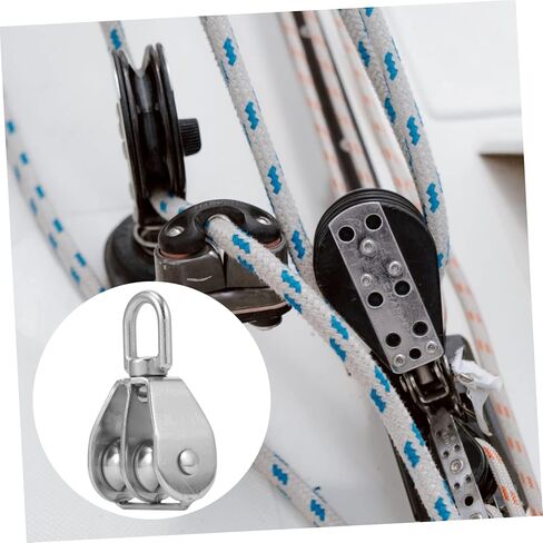 Garneck 2Pcs Stainless Steel Double Pulley Roller Heavy Rigging Accessory for Boats Canoes and Construction Smooth Operation Flexible Sliding for Lifting and Towing Tasks in Saudi Arabia