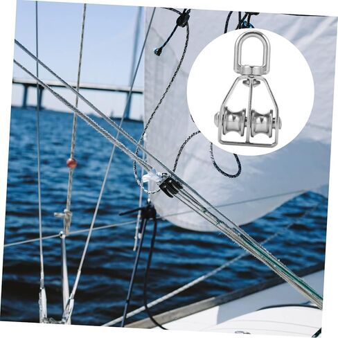 Garneck 2Pcs Stainless Steel Double Pulley Roller Heavy Rigging Accessory for Boats Canoes and Construction Smooth Operation Flexible Sliding for Lifting and Towing Tasks in Saudi Arabia