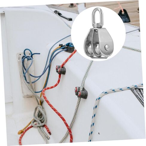 Garneck 2Pcs Stainless Steel Double Pulley Roller Heavy Rigging Accessory for Boats Canoes and Construction Smooth Operation Flexible Sliding for Lifting and Towing Tasks in Saudi Arabia