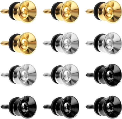 12 Pcs Guitar Strap Buttons, Guitar Strap Button with Mounting Screws & Anti-slipping Lock for Acoustic, Electric Guitars, Bass, Ukulele (3 Colors) in Kuwait