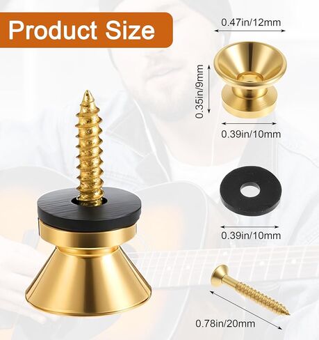 12 Pcs Guitar Strap Buttons, Guitar Strap Button with Mounting Screws & Anti-slipping Lock for Acoustic, Electric Guitars, Bass, Ukulele (3 Colors) in Kuwait