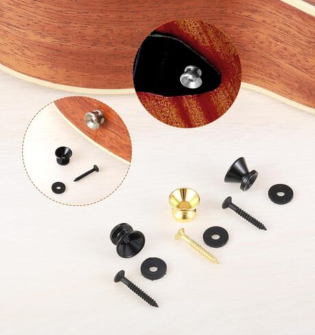 12 Pcs Guitar Strap Buttons, Guitar Strap Button with Mounting Screws & Anti-slipping Lock for Acoustic, Electric Guitars, Bass, Ukulele (3 Colors) in Kuwait