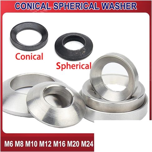 Cone Washer, Cone Washer, Conical Spherical Washer M6 M8 M10 M12 M16 M20 M24 Countersunk Washer Stainless Steel Concave Convex Cone Gasket Carbon Steel (Color : Spherical Carbon, Size : M10(Spherical in Saudi Arabia