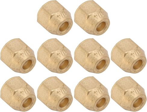1/4 Inch Brass Nut for Copper Pipe 10 Pcs Air Conditioning Fuel Line Fittings with 150 PSI Max Pressure -65℉ to 250℉ Temperature Range in Saudi Arabia