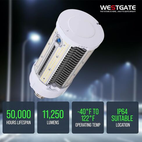 180 Degree Flat HID Corn LED Light 5000K - Retrofit Lamp | Cob Bright Bulb | 16500 Max Lumens | 50,000 Hours | Weatherproof | Ideal for Outdoor & Indoor | Warehouse | Street Area Use - 75/97/110W in Saudi Arabia
