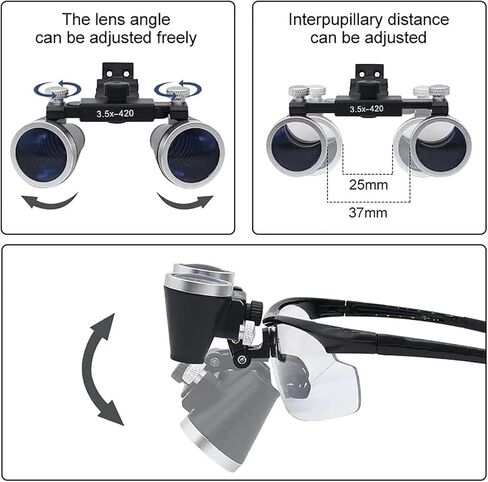 Surgical Medical Binocular Loupes, 2.5X/3.5X Head-Mounted LED Light Dental Magnifying Glass, Used in Orthopedics, Microsurgery, Surgery, Oral Surgery in Saudi Arabia
