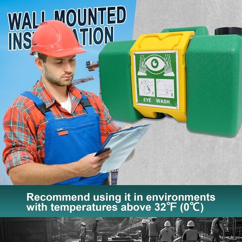 8 Gallon Eye Wash Station, Portable Eyewash Station OSHA-Approved, Wall Mounted Emergency Eyewash Station Kit with Dual Spray, First Aid Eye Wash Station for Factories, Laboratories(Green) in Saudi Arabia
