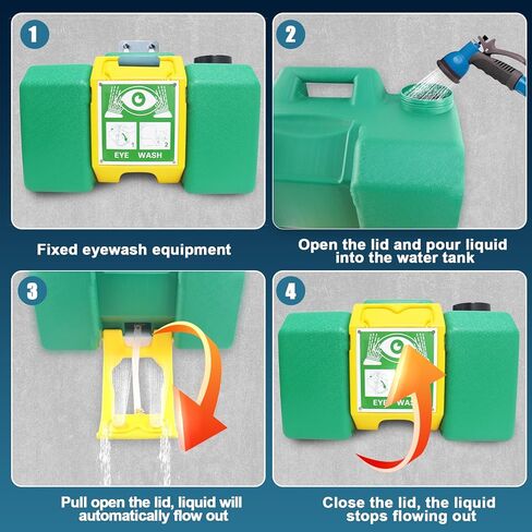 8 Gallon Eye Wash Station, Portable Eyewash Station OSHA-Approved, Wall Mounted Emergency Eyewash Station Kit with Dual Spray, First Aid Eye Wash Station for Factories, Laboratories(Green) in Saudi Arabia