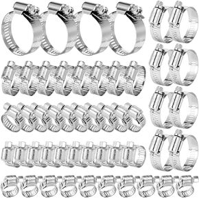 50-Piece 304 Stainless Steel Worm Gear Hose Clamp Assortment | Adjustable Pipe Clamps for Plumbing, Automotive, Marine & HVAC | 1/4" to 1-1/2" (6–38mm) in Saudi Arabia