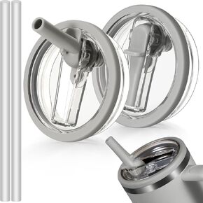 2 Pack Leakproof Lid Replacement 40 oz for Stanley Cup Accessories, Flip Straw Tumbler Leak Proof Lids for Stanley Quencher H2.0, Dust-Proof Straw Cover for stanley cups 40oz (Beige, Beige) in Kuwait