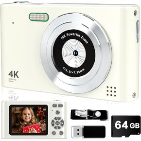 Digital Camera FHD 1080P with 32GB Card,44MP Point and Shoot Kids Camera with Anti Shake 16X Zoom，Digital Camera Vintage, Portable Small Camera Gift for Kid Girl Boy Teen (Purple) in Saudi Arabia