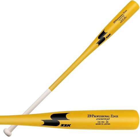 SSK Z9 Professional Edge Comp Coaches Wood Fungo Bat 33" 35" 37" - Baseball & Softball – 22+ Colors - 60 Day Warranty (35", Natural/Yellow/Black) in Saudi Arabia