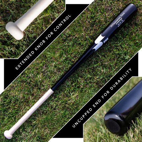 SSK Z9 Professional Edge Comp Coaches Wood Fungo Bat 33" 35" 37" - Baseball & Softball – 22+ Colors - 60 Day Warranty (35", Natural/Yellow/Black) in Saudi Arabia