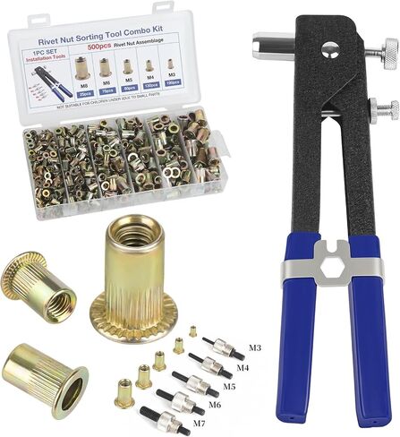 مجموعة أدوات الأدوات الصامتة ، مجموعة أدوات Rivnut ، 500pcs مجموعة الجوز المريفي (M3/M4/M5/M6/M8) مجموعة أدوات Nutsert ， مناسبة للسيارات ، البحرية ، الديكور ، الأثاث ، الصناعة. in Saudi Arabia