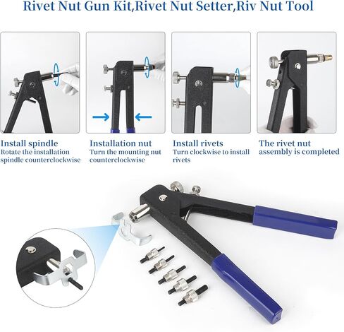 مجموعة أدوات الأدوات الصامتة ، مجموعة أدوات Rivnut ، 500pcs مجموعة الجوز المريفي (M3/M4/M5/M6/M8) مجموعة أدوات Nutsert ， مناسبة للسيارات ، البحرية ، الديكور ، الأثاث ، الصناعة. in Saudi Arabia