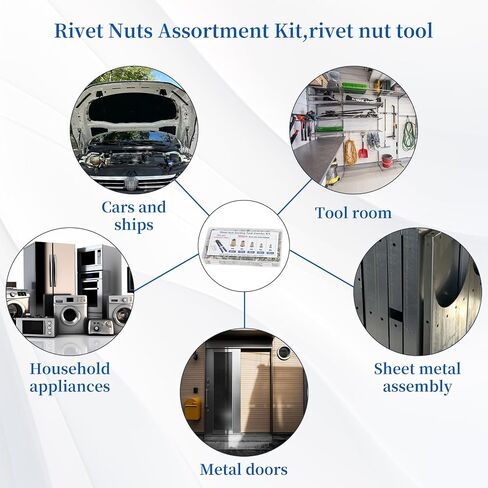 مجموعة أدوات الأدوات الصامتة ، مجموعة أدوات Rivnut ، 500pcs مجموعة الجوز المريفي (M3/M4/M5/M6/M8) مجموعة أدوات Nutsert ， مناسبة للسيارات ، البحرية ، الديكور ، الأثاث ، الصناعة. in Saudi Arabia